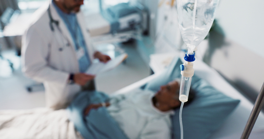 Man receiving treatment at a hospital